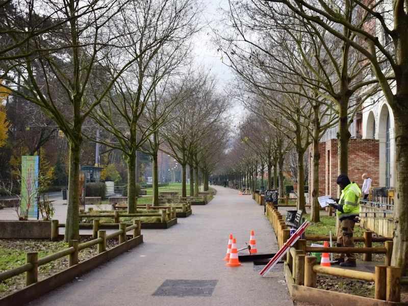 As Built Survey Completed Sidewalk Improvements Jacksonville FL | Jacksonville Land Surveying As built survey verification of completed sidewalk improvements in Jacksonville FL showing a finished pedestrian walkway reviewed for accuracy and site conditions